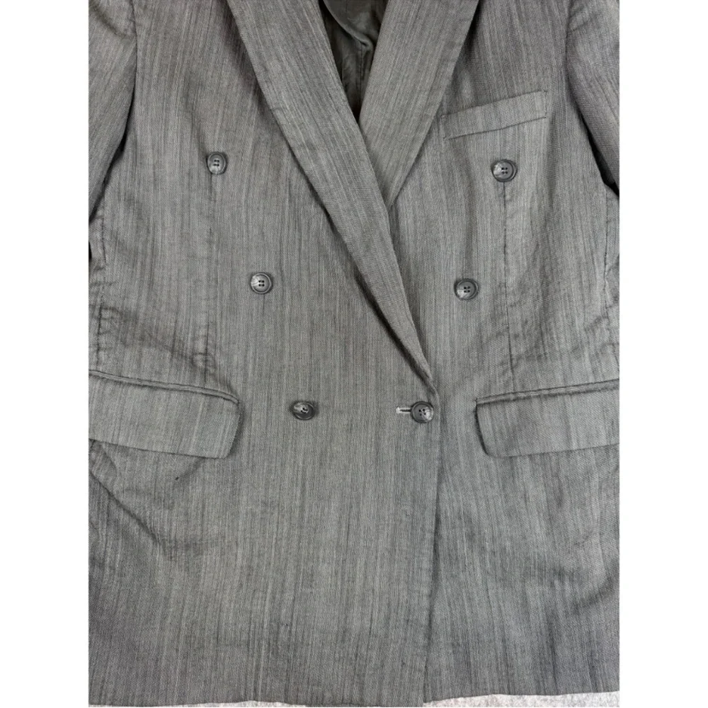 Sturbridge Blazer Men's Gray 100% Wool Double Breasted Peak Lapel Jetted Pockets